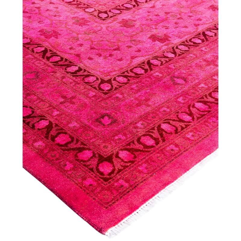 Overdyed One-of-a-Kind Hand-Knotted Area Rug - Pink - 12' 4" x 14' 2"