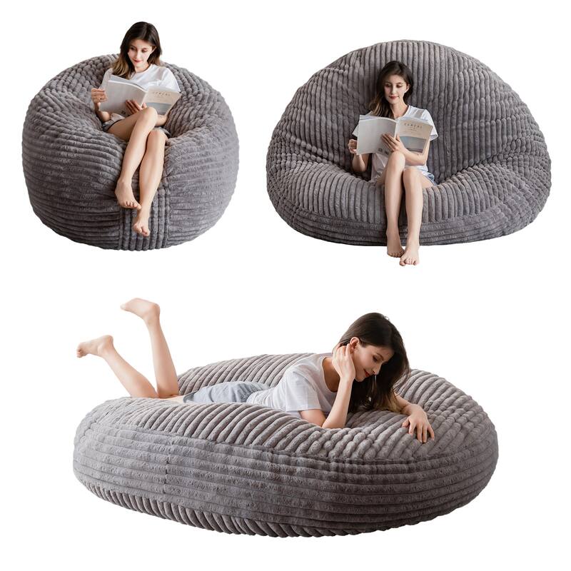 3 in 1 Convertible Bean Bag Chair - Grey - Medium