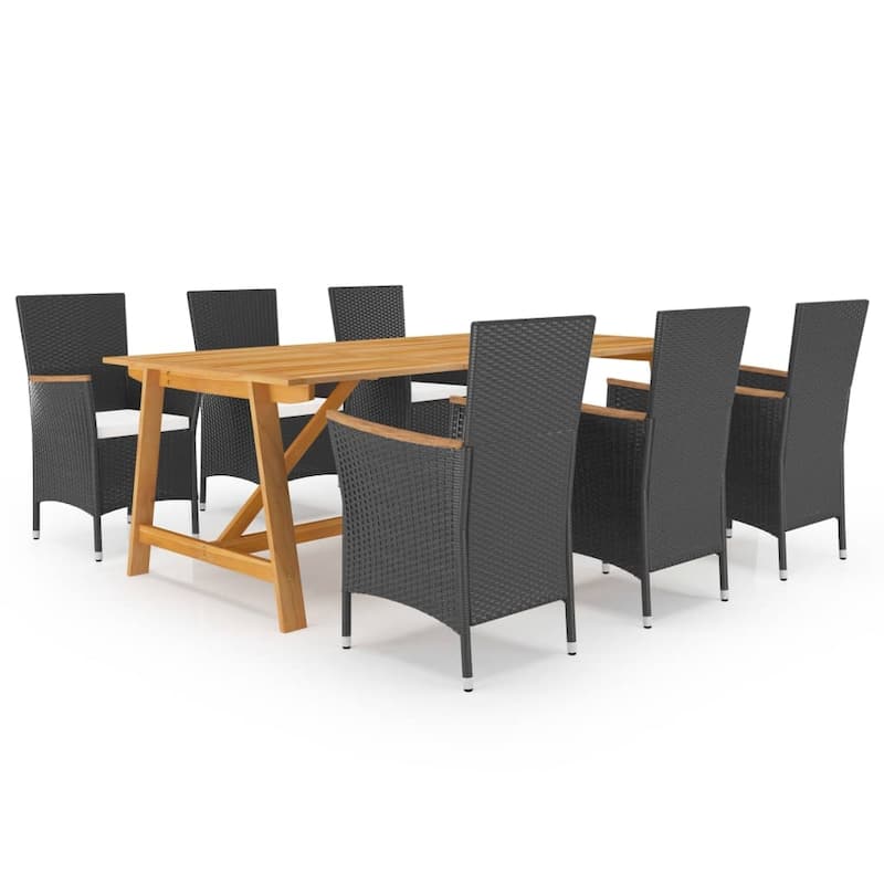 vidaXL Patio Dining Set 7 Piece Garden Outdoor Table and Chair Multi Colors
