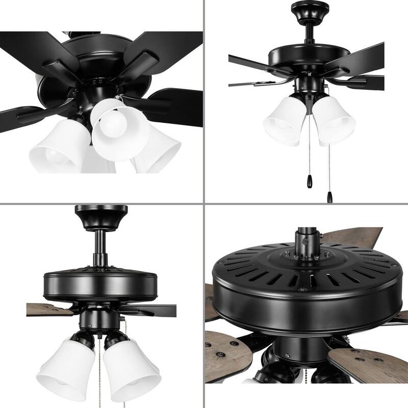 AirPro 52 in. Matte Black 5-Blade AC Motor Ceiling Fan with Light - 52 in x 52 in x 18.7 in