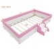 preview thumbnail 27 of 48, Upholstered Floor Bed Fence Bed Slat Platform Bed with Fence and Second Level Ladder, Anti-collision Frame for Kids Toddler