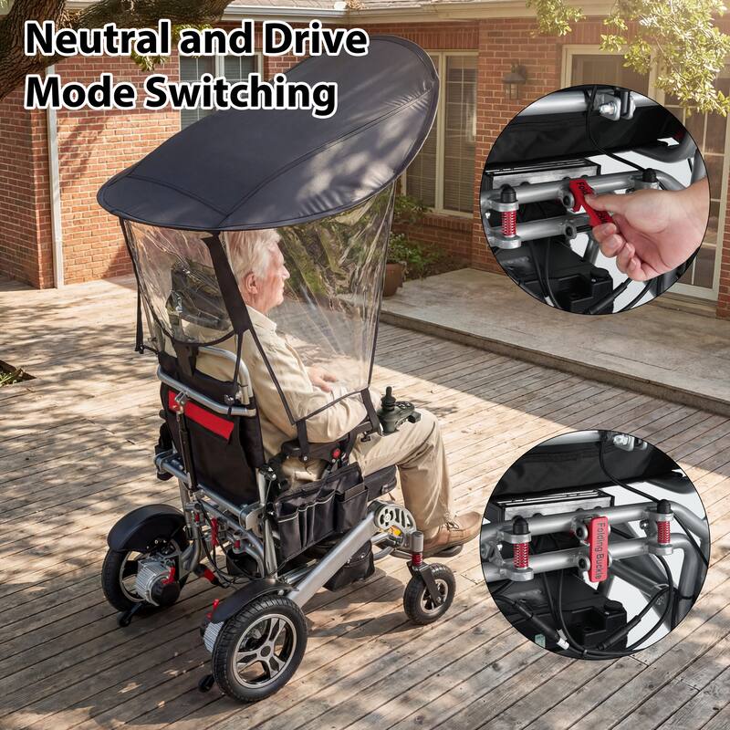 Foldable Electric Wheelchair for Adults, 300W Motor, Lightweight Aluminum Frame, Portable Power Wheelchair