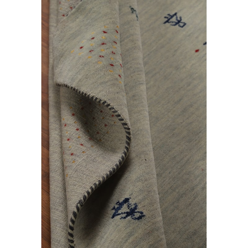 Hand Knotted Oriental 100% Wool Carpet Tribal Animal Pictorial Greys & Charcoal Gabbeh Area Rug - 5' 9'' X 4' 1''