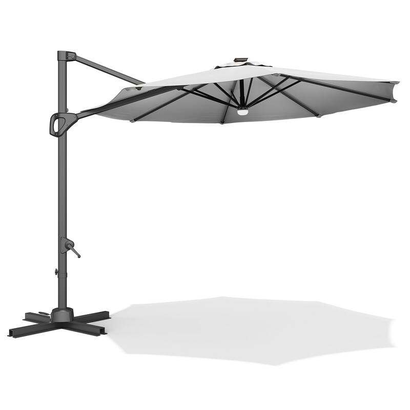 10FT Outdoor Cantilever Umbrella Patio Umbrella with Base - Grey