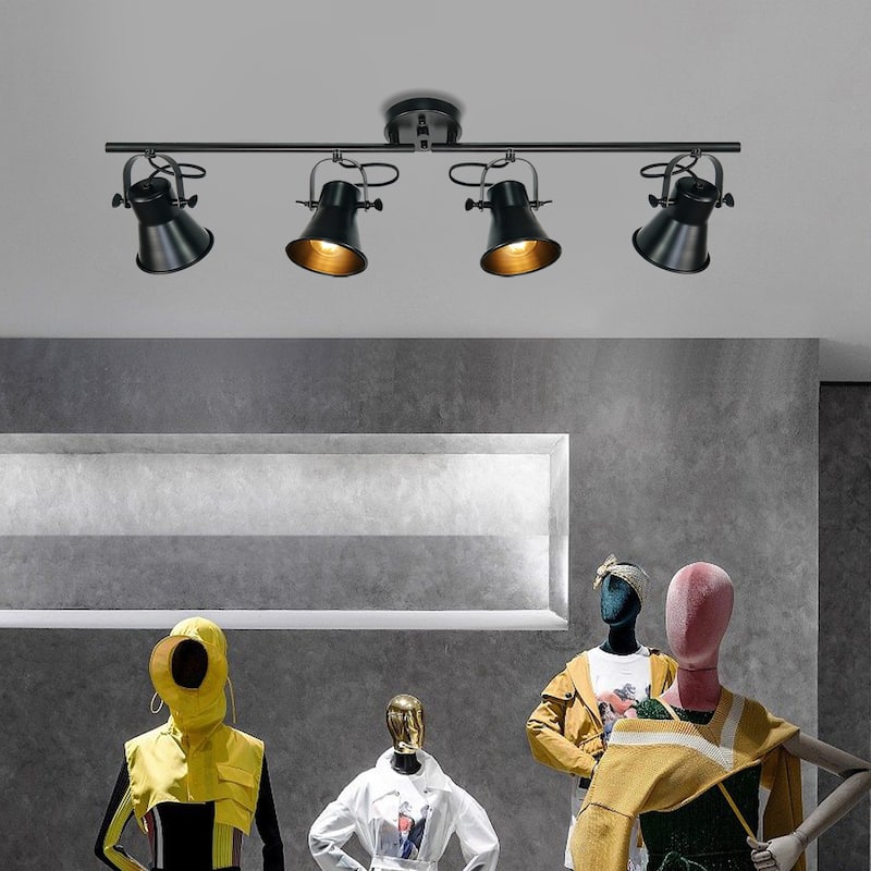 Track Lighting Fixtures Ceiling Track Light with Dimmable Adjustable Head - 4-Light