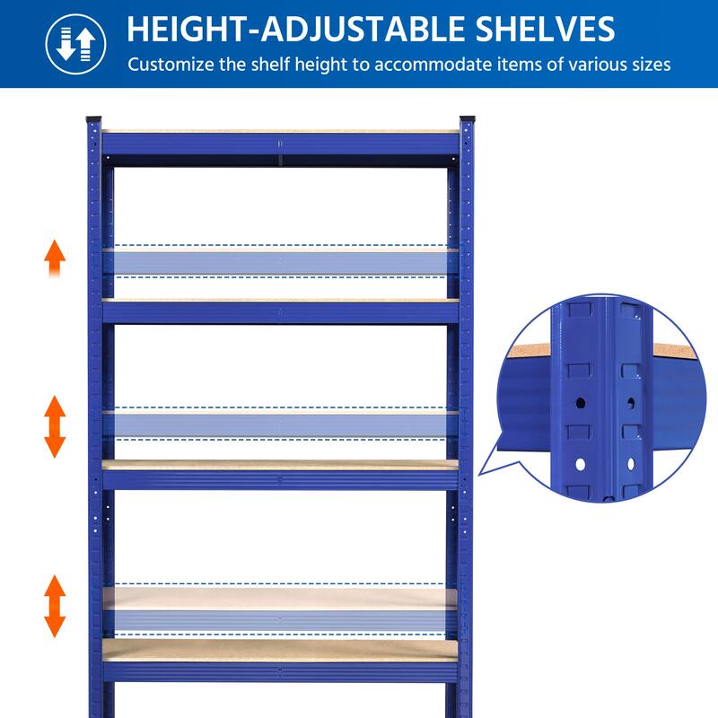 Yaheetech Adjustable 5-Tier Shelf Metal Storage Rack for Home/Office/Garage - 35.5″ L × 12″ W × 71″ H