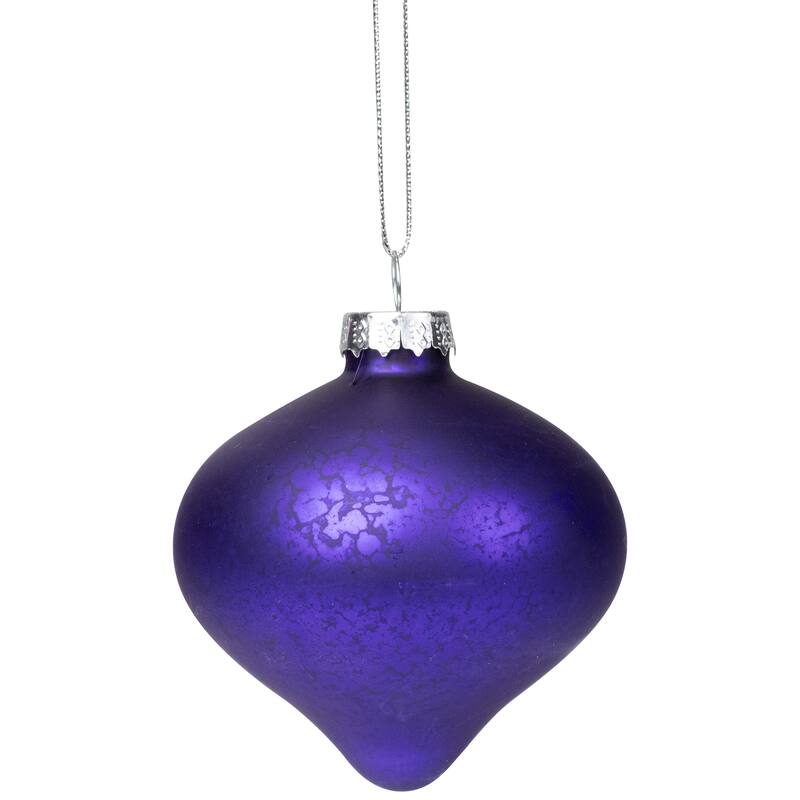 Multi Finish Ball and Onion Christmas Ornaments - 3.25" - Royal Blue and Purple - Set of 12