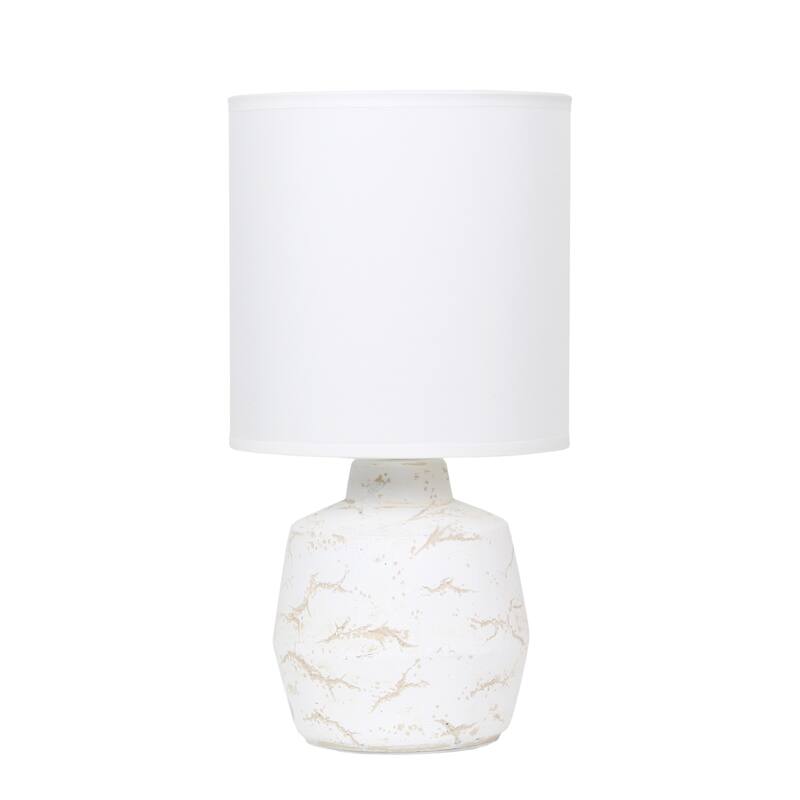 Marble Style Ceramic Table Lamp with Drum Shade - 13.25" - White