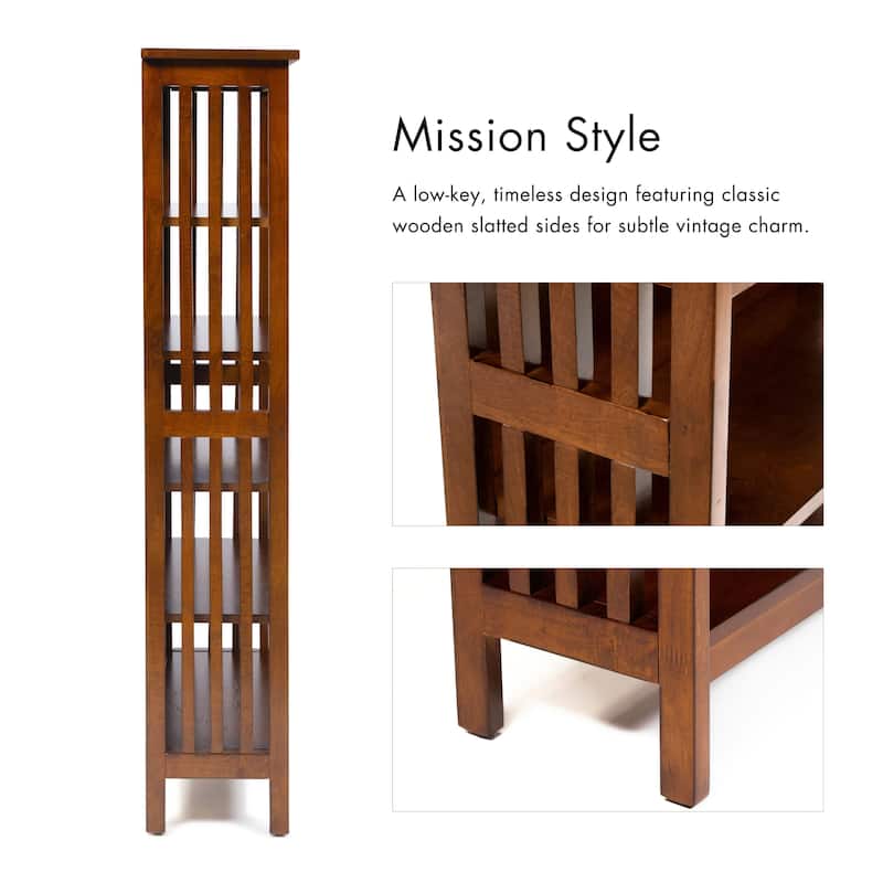 Till Contemporary Oak Solid Wood 5-Open Shelf Media Shelf by Furniture of America