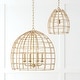 preview thumbnail 5 of 3, Wren 1-light Matte Brass Large Pendant w/ Handcrafted Rattan