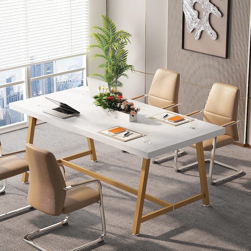 6FT Rectangle Conference Table, 70.9L Meeting Table for 6 People