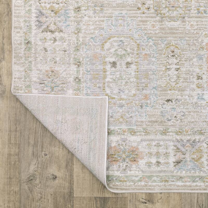 Calliope Textural Distressed Traditional Beige/ Blue Area Rug