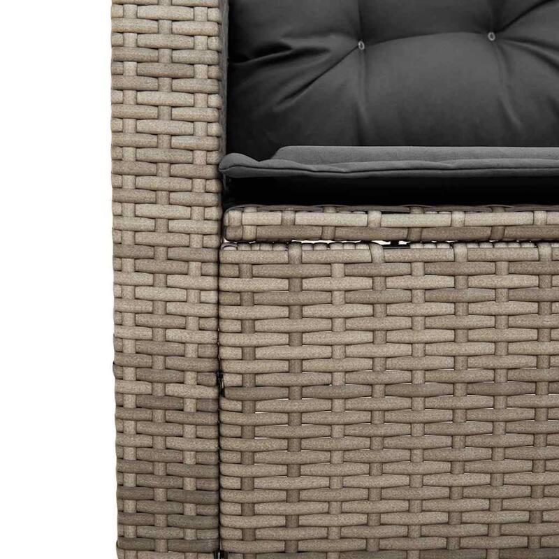 vidaXL Patio Sofa with Cushions Outdoor Seating Sectional Sofa Poly Rattan