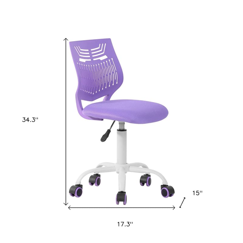 Turquoise and White Adjustable Height Swivel Rolling Office Chair - 17.3 in. x 34.3 in. x 15 in.