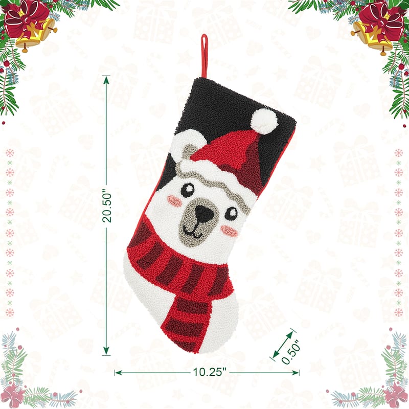 Glitzhome 20.5"L Polar Bear & Penguin Hooked Xmas Stocking