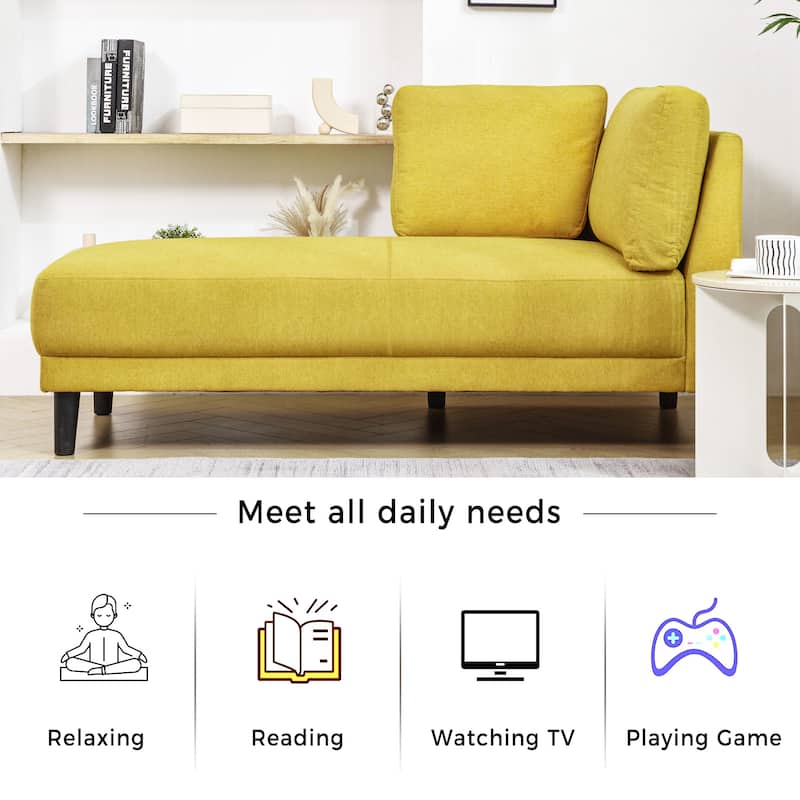 Mid-Century Linen Fabric Sofa Recliner, Leisure Upholstered Indoor Chaise Lounge