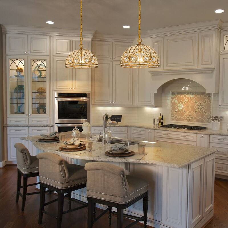 Ennu Retro Antique Sphere Crystal Chandelier Adjustable Dining Room Chandelier - Brass