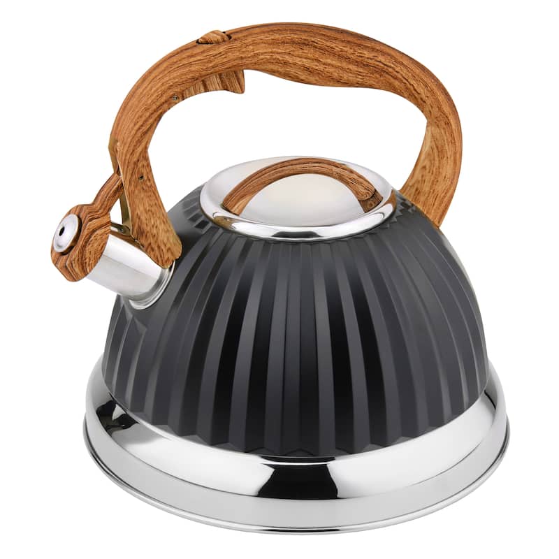 Lorren Home Trends Stovetop Tea Kettle 3L/12 Cups, Whistling Spout. - Black