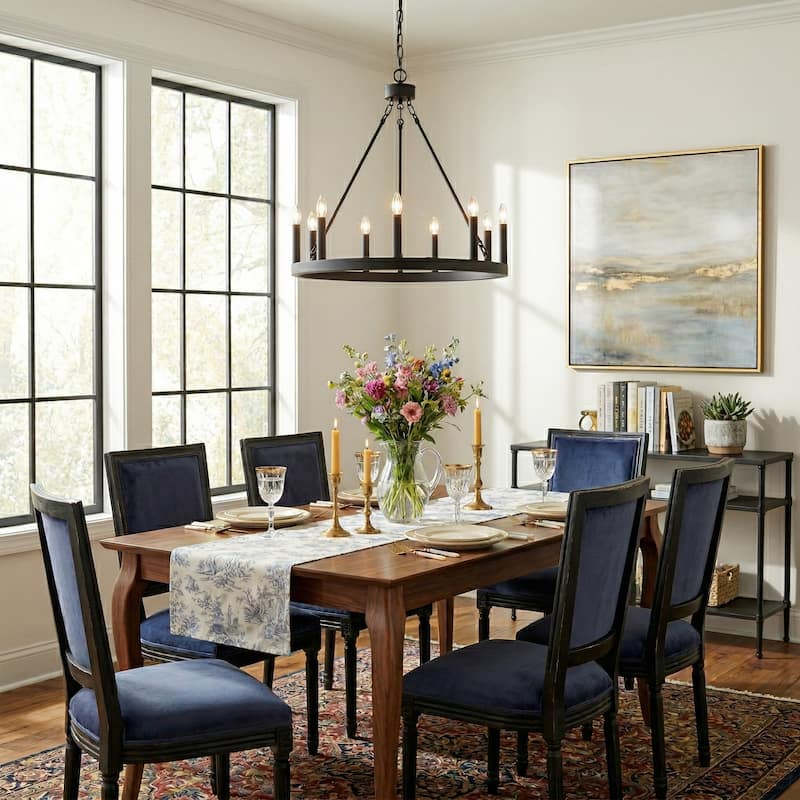 Acroma 9-light Modern Farmhouse Wagon Wheel Chandelier for Dining room - 24 inches