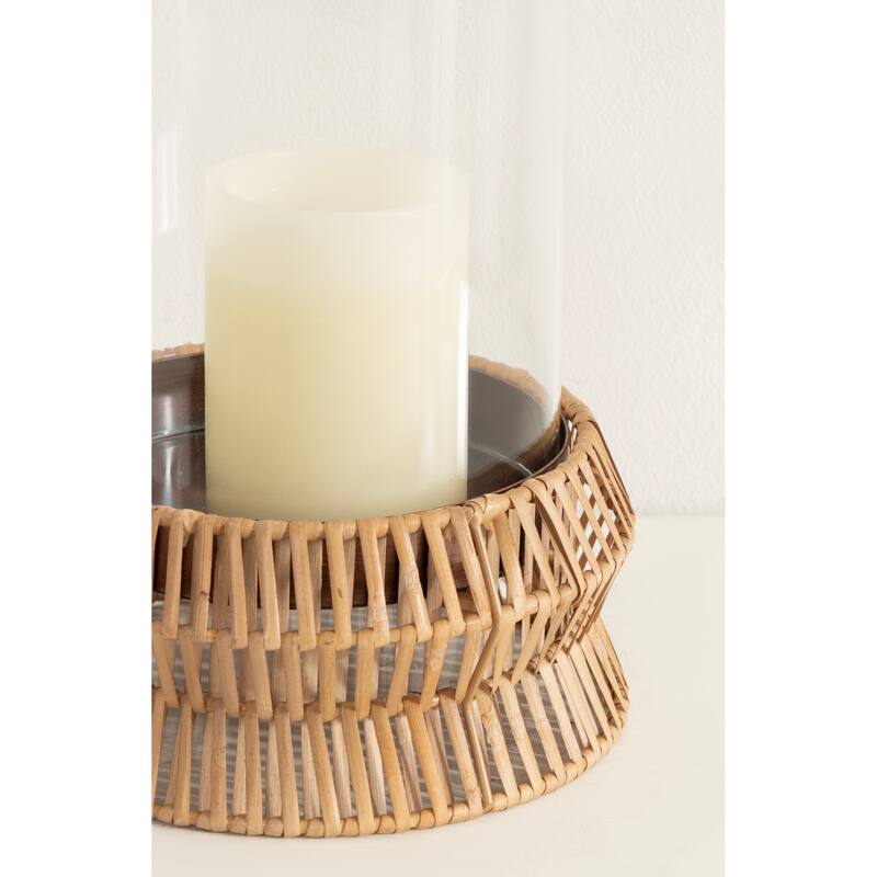 Kate and Laurel Rashana Rattan Pillar Candle Holder - 8x8x11