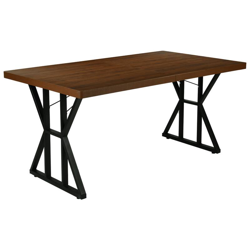 Homy Casa 63" Industrial Dining Table Set for 6, Large Rectangular with Metal Frame, Farmhouse Dining Room 6 Chairs / Table Only