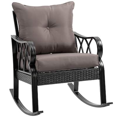 Modern Patio Rattan Rocking Chair with Comfortable Cushion and Aluminum Frame for Comfortable Seating
