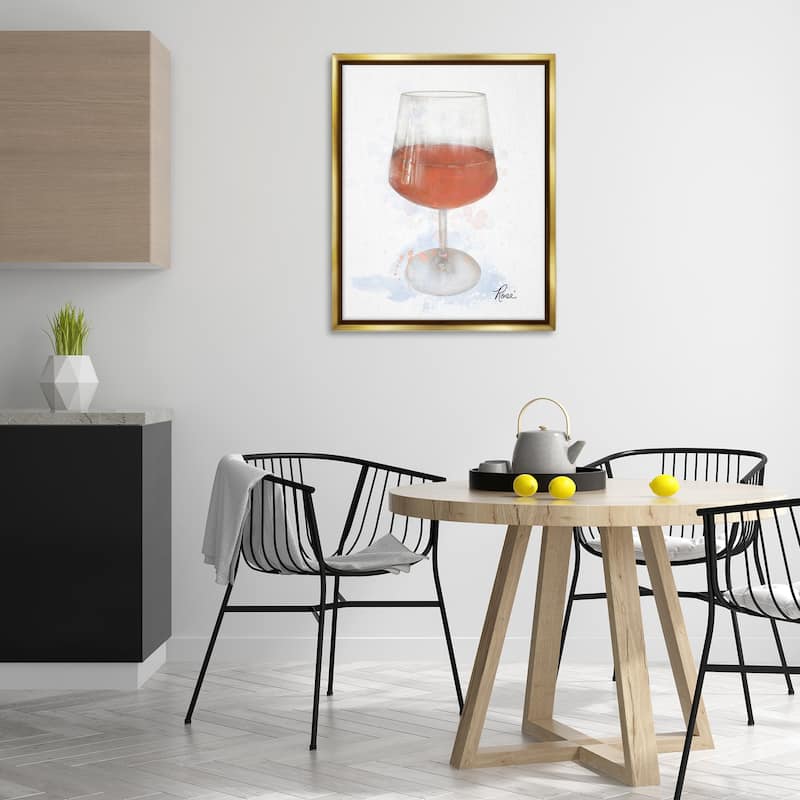 Stupell Modern Rosé in Glass Framed Floater Canvas Wall Art Design By Matthew Piotrowicz