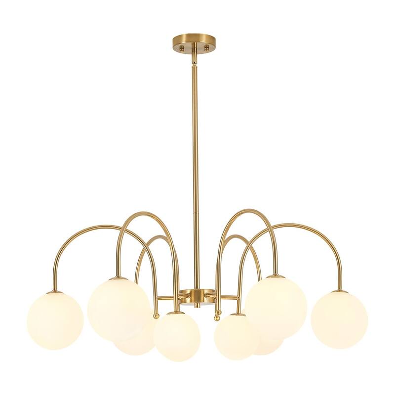 Mid-Century Tiered Frosted Glass Globe Round Sputnik Chandelier