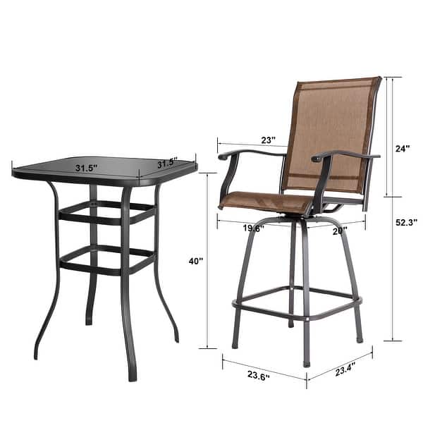 Shop Nuu Garden Patio Furniture Iron 3 Piece Bar Set Overstock 32083638