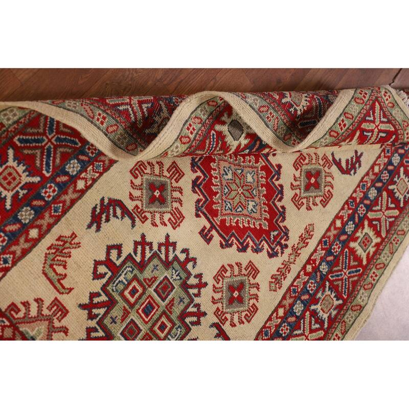 Kazak Accent Rug Handmade Beige Wool Carpet - 3'3"x 5'4"