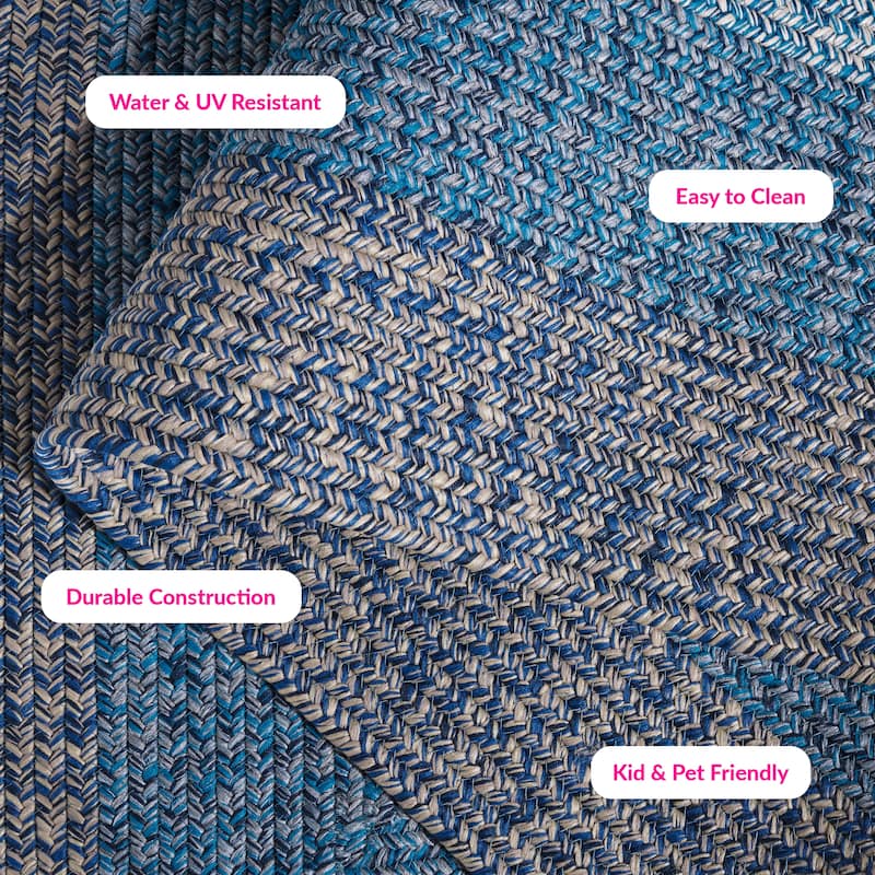 SAFAVIEH Handmade Braided Ecenur Indoor/Outdoor Machine Washable Rug - 2' x 3' - Navy/Blue