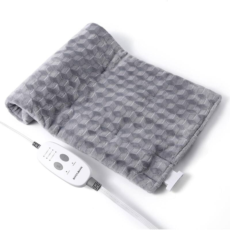 12" x 24" Portable Electric Heating Pad for Back Pain Relief - Grey