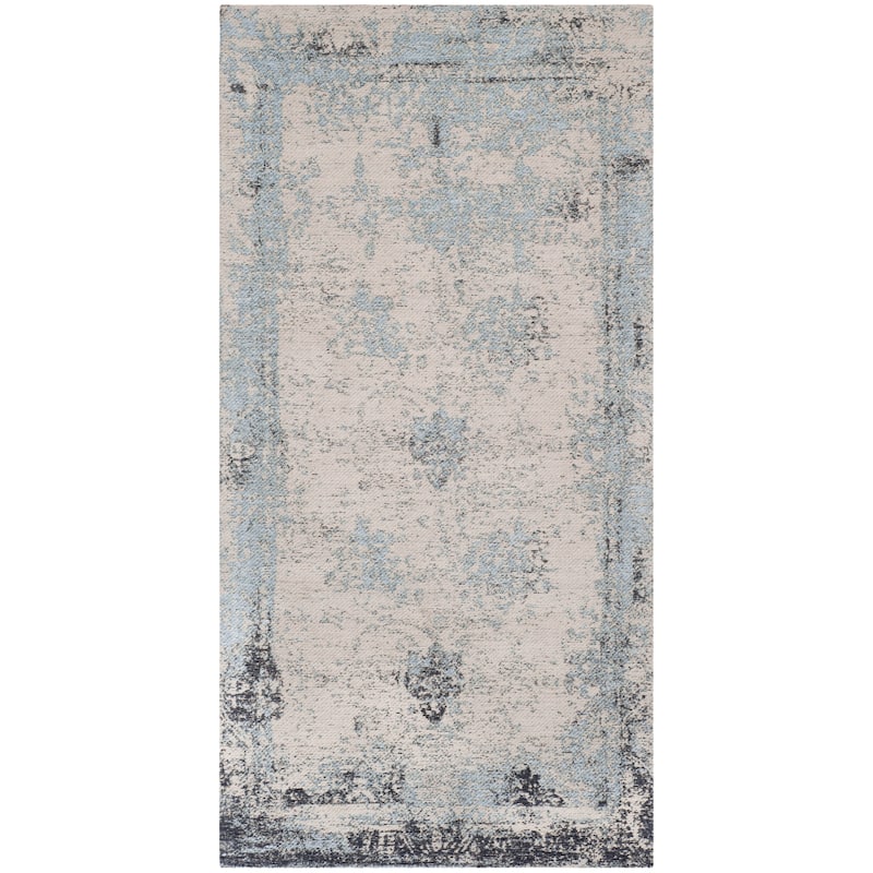 SAFAVIEH Classic Vintage Boho Mientje Distressed Oriental Cotton Rug - 2'4" x 4'8" - Blue
