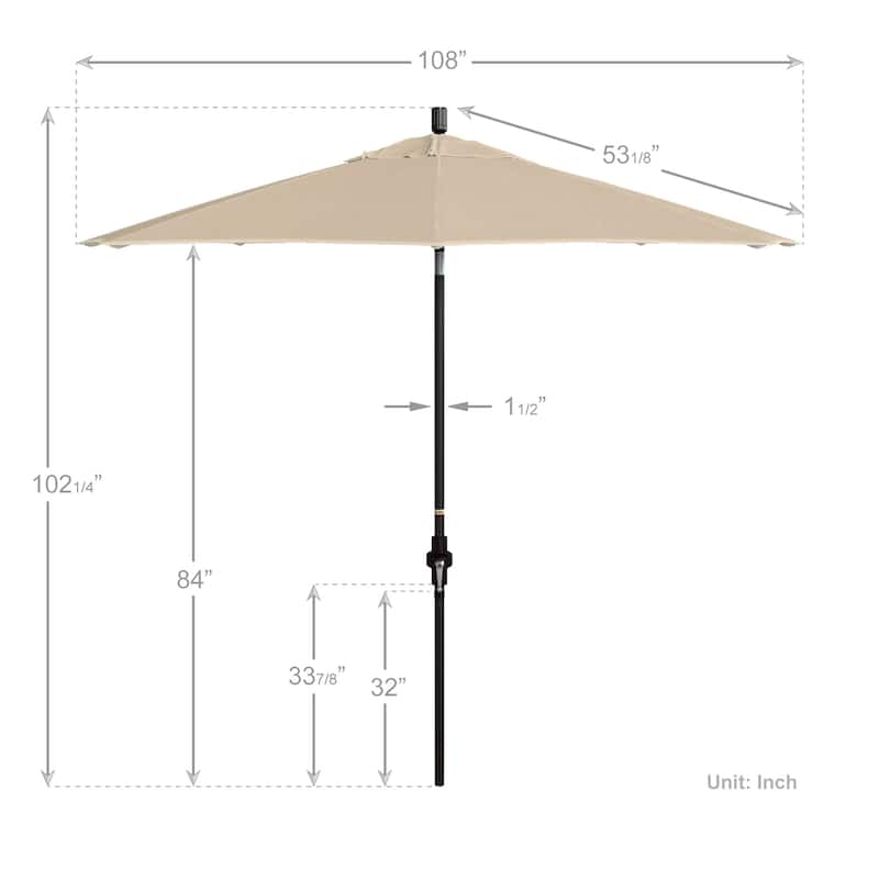 California Umbrella 9' Rd Golden State Series Patio Umbrella Bronze Aluminum Frame Crank Lift Collar Tilt Olefin Royal Blue