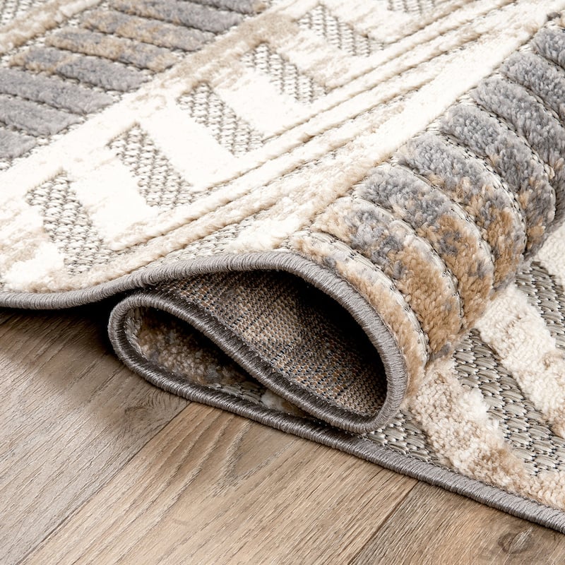 World Rug Gallery Distressed Geometric Indoor/Outdoor Area Rug