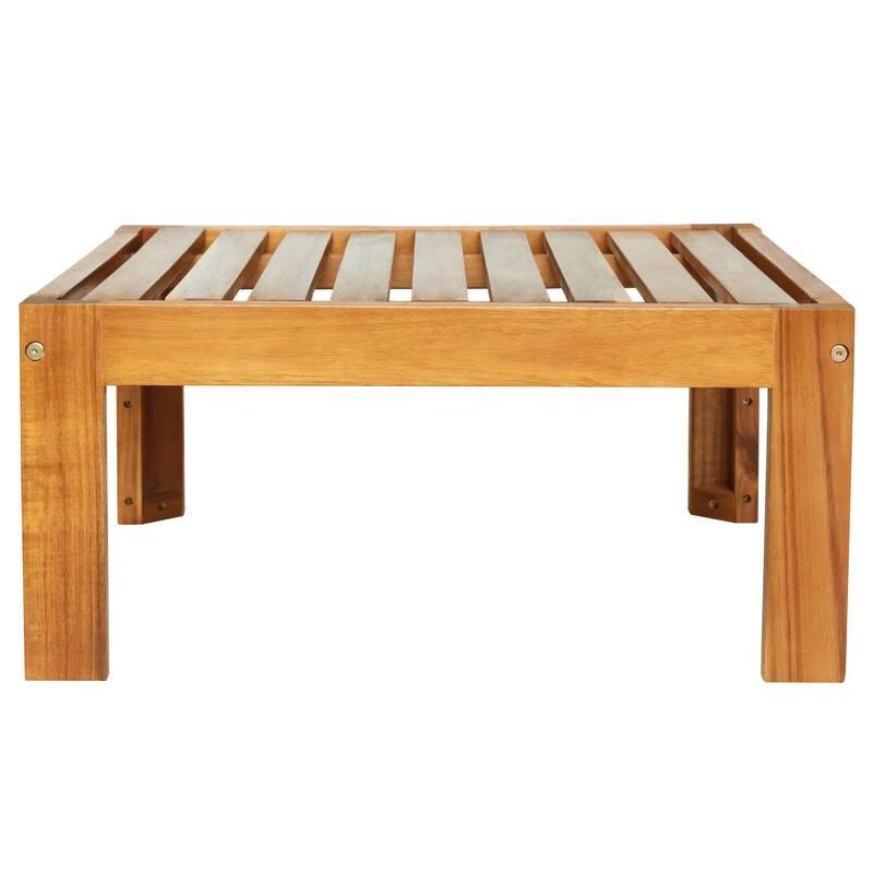 5-Piece Acacia Wood Patio Furniture Set, Outdoor Sectional Conversation Sets Sofa Set with Coffee Table and X-Back Wood Frame