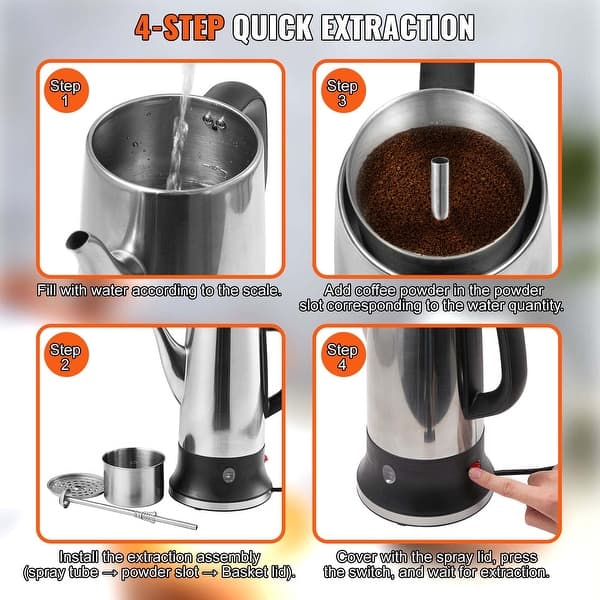 12-Cup Electric Percolator Coffee Pot, 304 Stainless Steel Coffee Percolator With Keep Warm Function & Heat-Resistant Handle, Classic Coffee Maker,