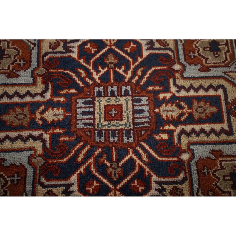 Geometric Heriz Serapi Oriental Area Rug Hand-Knotted Wool Carpet - 7'11"x 9'6"