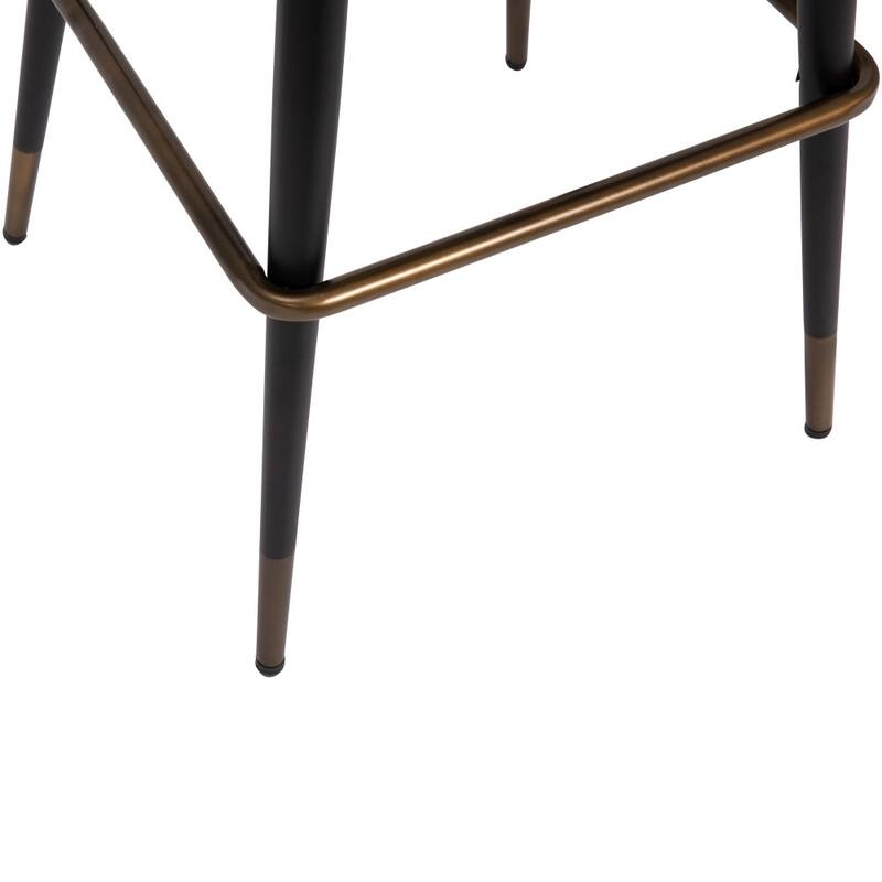 Modern Upholstered Barstools with Footrest and Steel Frame (Set of 2)