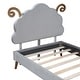 preview thumbnail 12 of 11, Velvet upholstered platform bed with sheep shaped headboard