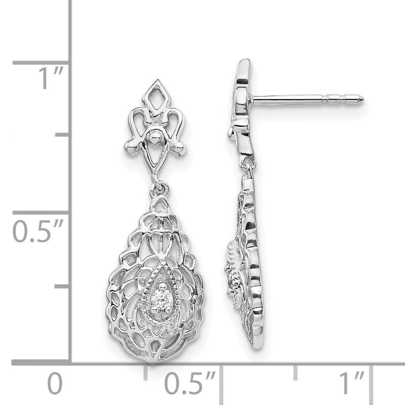 Curata 14k White Gold Diamond Earrings - 24x8mm Wide