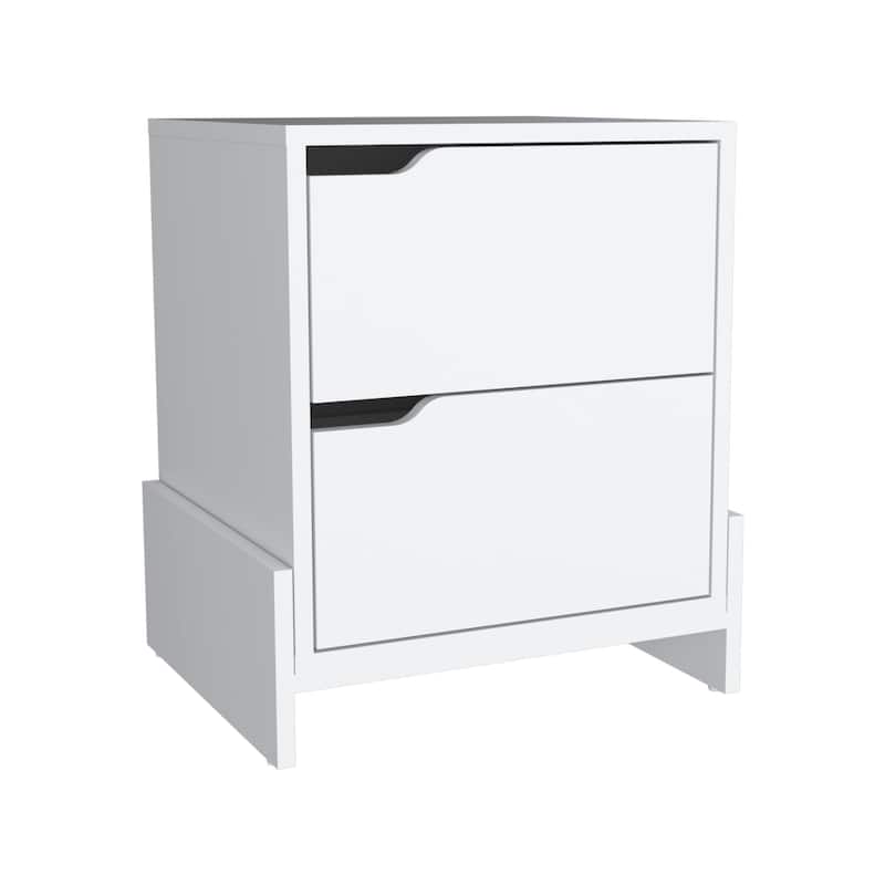 HomeRoots 20" White Two Drawer Faux Wood Nightstand