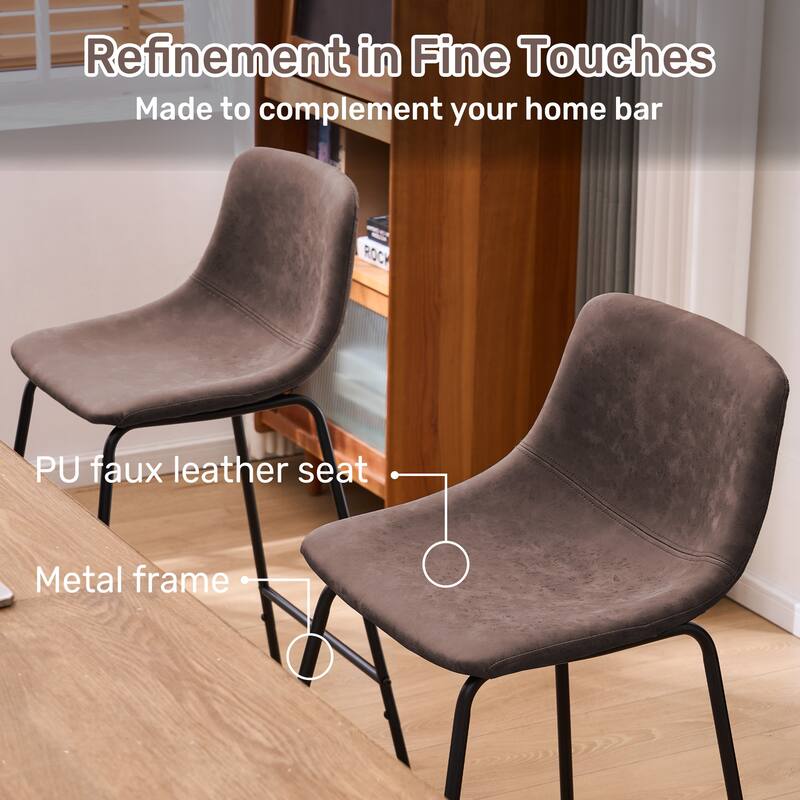 FERPIT Faux Shearling Counter Height Bar Stools Set of 2, Upholstered Bar Stools with Footrest