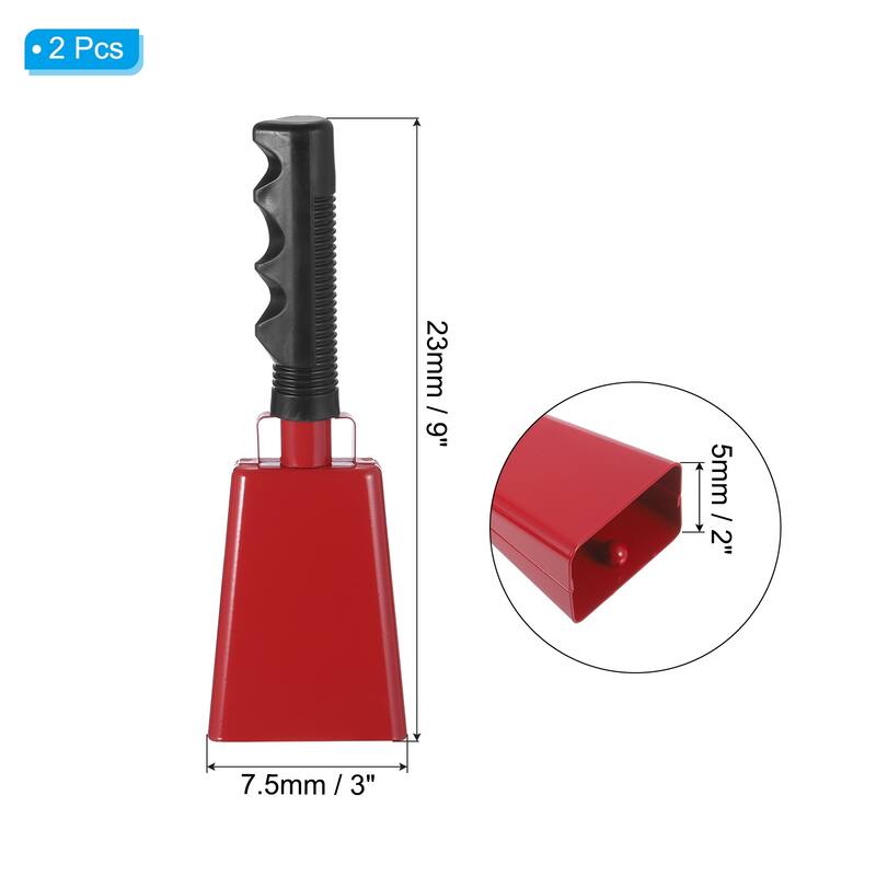 9inch Cow Bells for Football Games, 2pcs Cowbells for Sporting Events - Red - Red