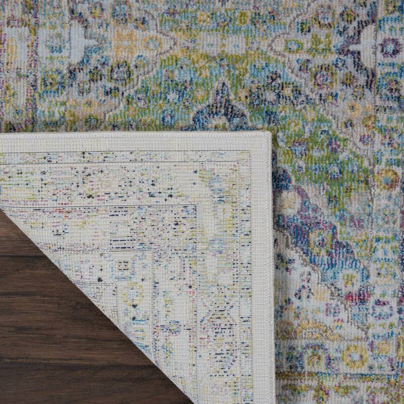 Power Loomed Distressed Floral Traditional Non Skid Stain Resistant Area Rug - 48' X '24' X '0.5