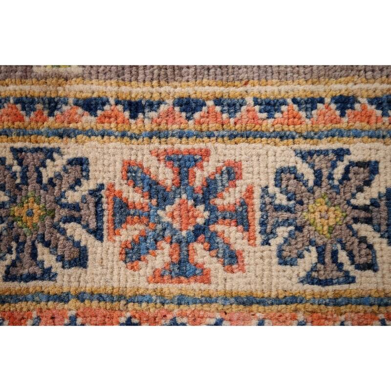Geometric Kazak Accent Rug Handmade Oriental Wool Carpet - 2'1" x 2'10"
