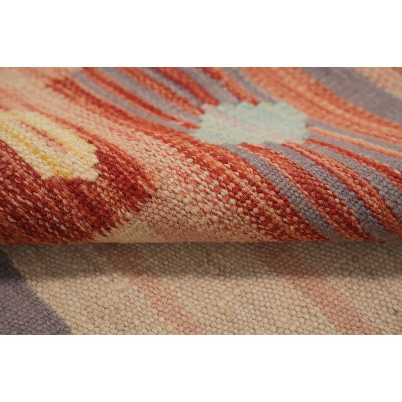 Hand Woven Oriental 100% Wool Carpet Southwestern Tribal Beige & Ivories Kilim Area Rug - 8' 3'' X 4' 11''