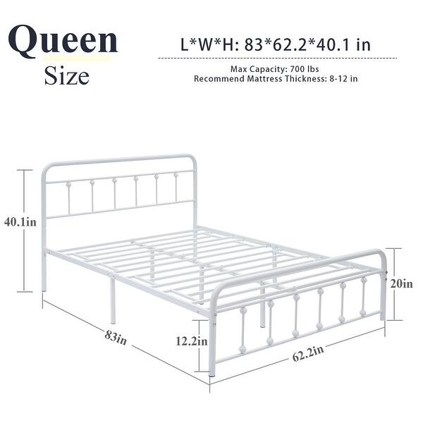 VECELO Metal Bed Frame with Headboard Classic Metal Platform Bed Frame