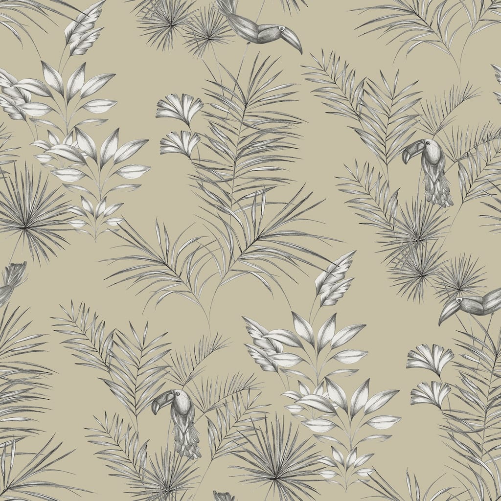 Shelly Grey Toucan Toile Wallpaper