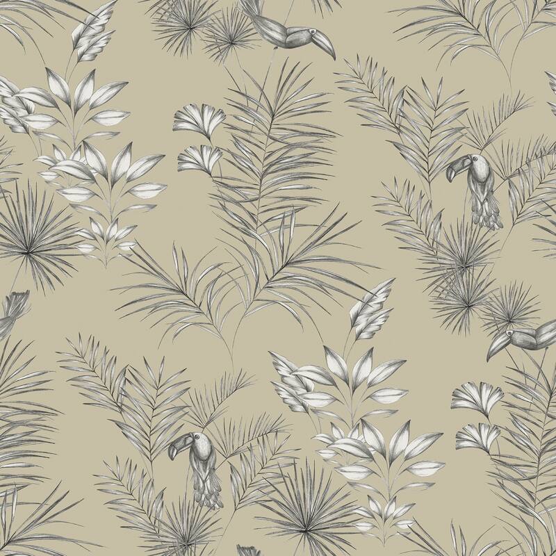 Shelly Grey Toucan Toile Wallpaper